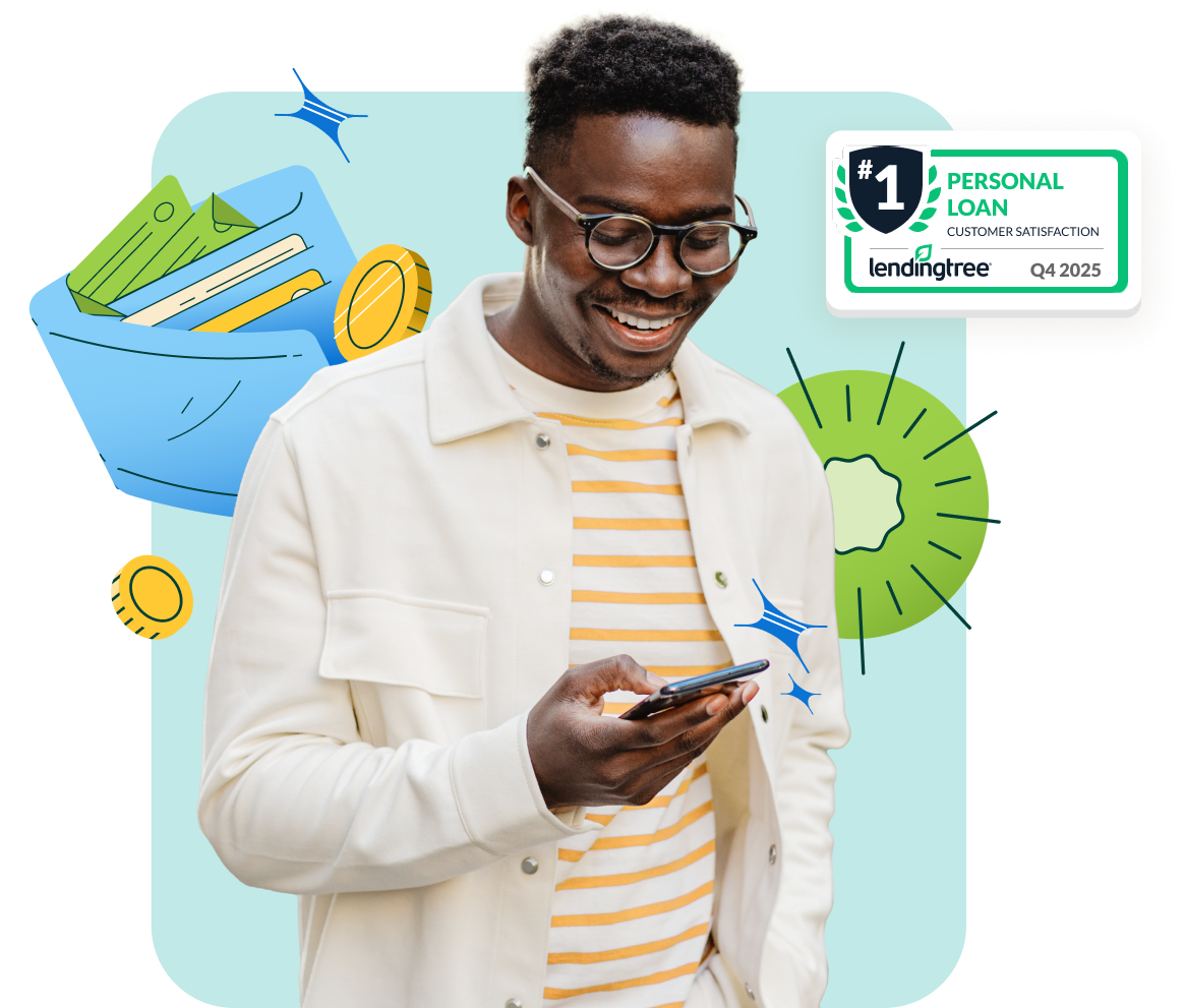 A man checking his rate for an Upstart powered personal loan