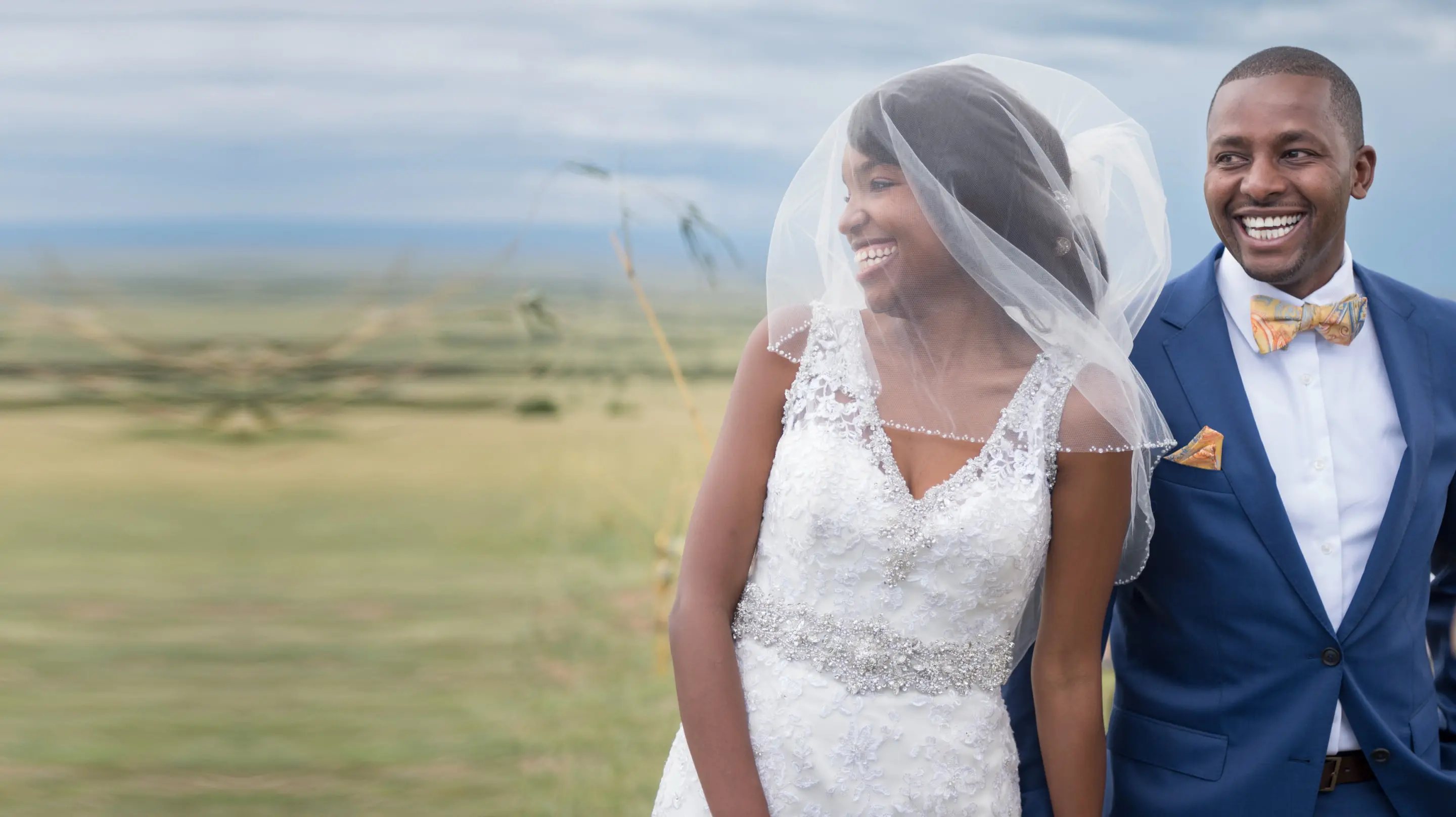 Happy couple on their wedding day